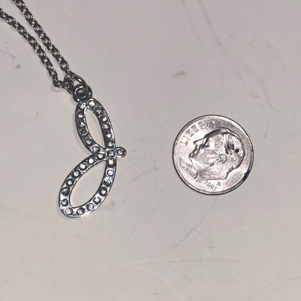 Initial“J”Rhinestone~Claire’s Silvertone Necklace - Picture 5 of 8